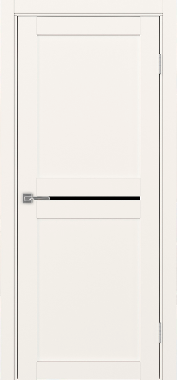 Дверь межкомнатная Оптима Порте Турин 520.121, цвет бежевый, экошпон, стекло лакобель черное