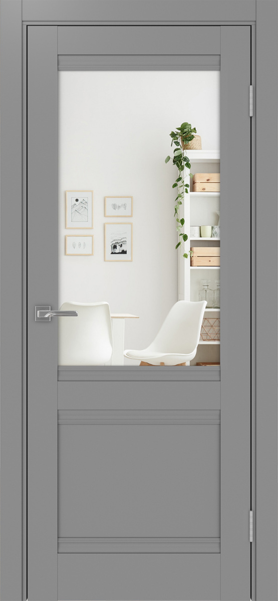 Дверь межкомнатная Оптима Порте Турин 502U.21, цвет серый, экошпон, зеркало