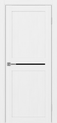 Дверь межкомнатная Оптима Порте Турин 520.121, цвет белый лед, экошпон, стекло лакобель черное