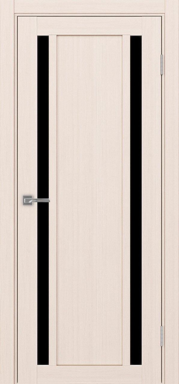 Дверь межкомнатная Оптима Порте Турин 522.212, цвет перламутровый ясень, экошпон, стекло лакобель черное