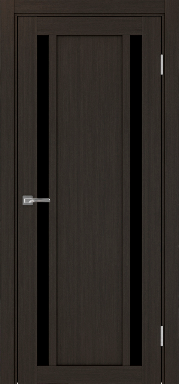 Дверь межкомнатная Оптима Порте Турин 522.212, цвет венге, экошпон, стекло лакобель черное