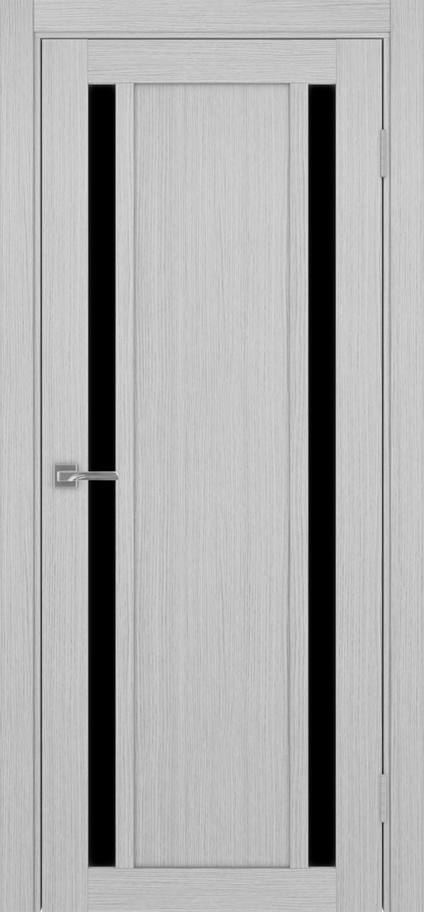 Дверь межкомнатная Оптима Порте Турин 522.212, цвет серый дуб, экошпон, стекло лакобель черное