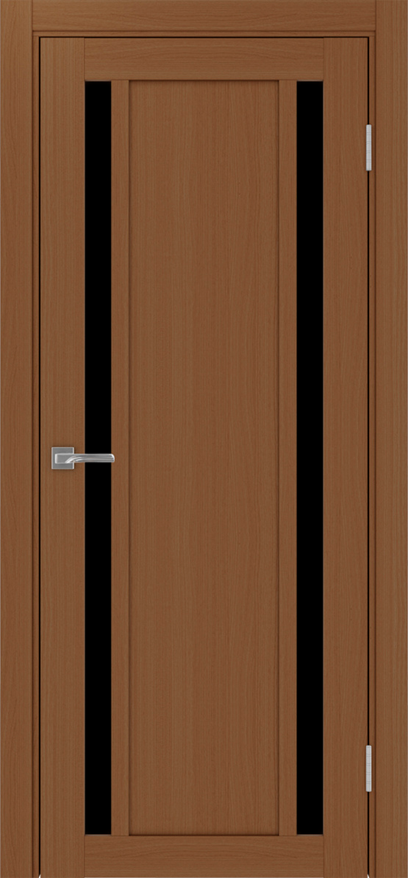 Дверь межкомнатная Оптима Порте Турин 522.212, цвет орех, экошпон, стекло лакобель черное