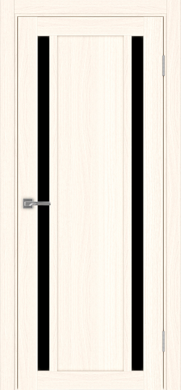 Дверь межкомнатная Оптима Порте Турин 522.212, цвет светлый ясень, экошпон, стекло лакобель черное