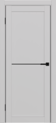 Дверь межкомнатная ХЬЮГОДОРС Дуглас 02x110пп молдинг черный (черная алюминиевая кромка с 2х сторон), цвет элегантный серый, экошпон, глухая (гарантия - 5 лет)