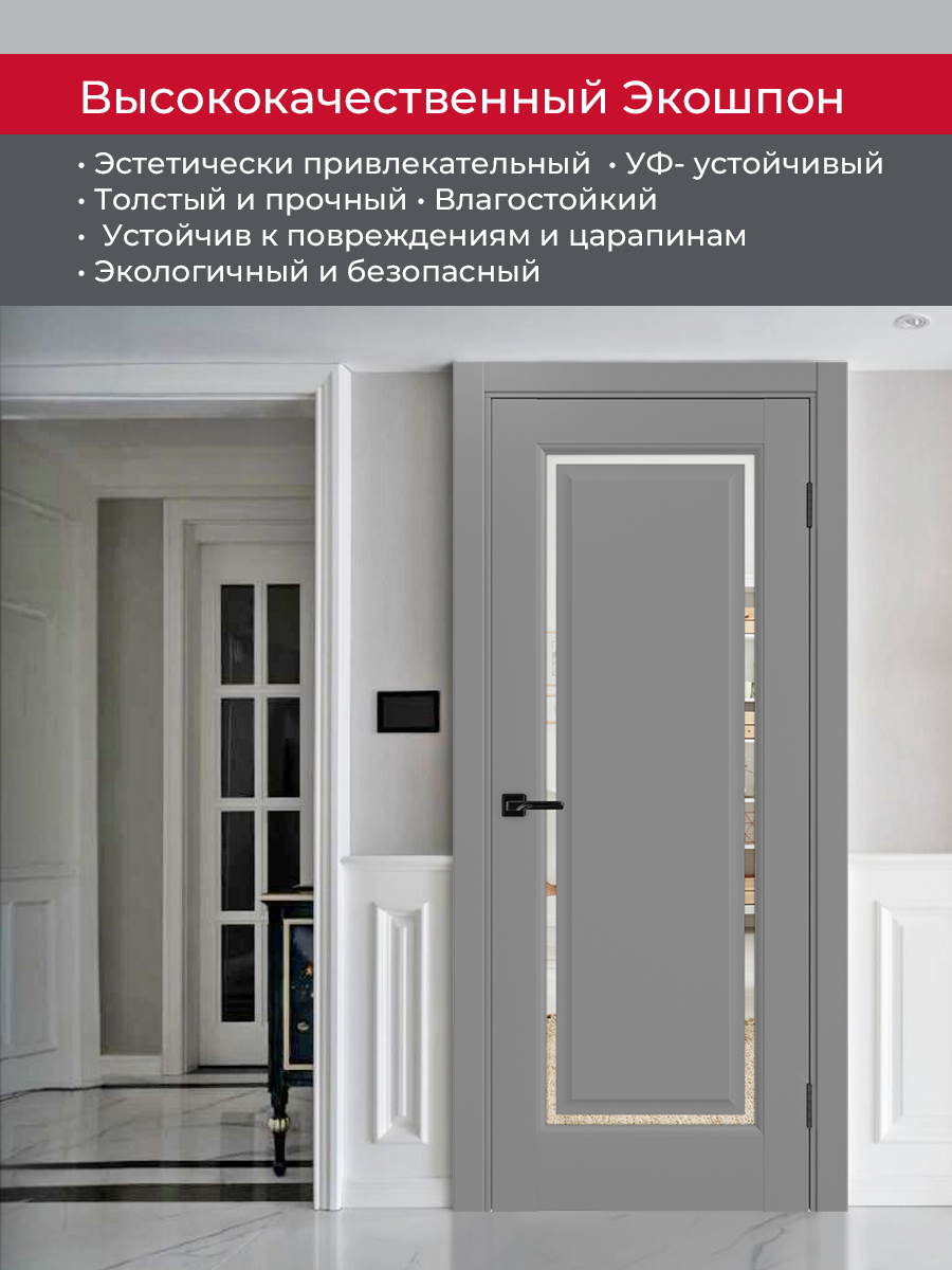 Дверь межкомнатная ХЬЮГОДОРС Генри НЬЮ 01сx210, цвет благородный серый, экошпон, зеркало (гарантия - 5 лет) #4