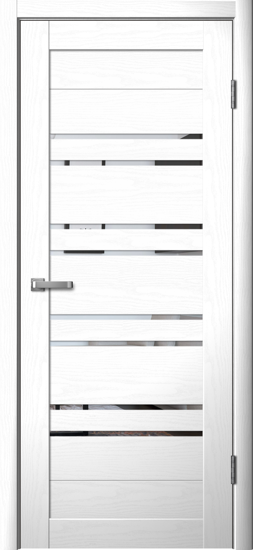 Дверь межкомнатная Ла Стелла 282, цвет белый ясень, экошпон, зеркало