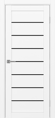Дверь межкомнатная Оптима Порте Турин 508.12, цвет белый снежный, экошпон, стекло лакобель черное