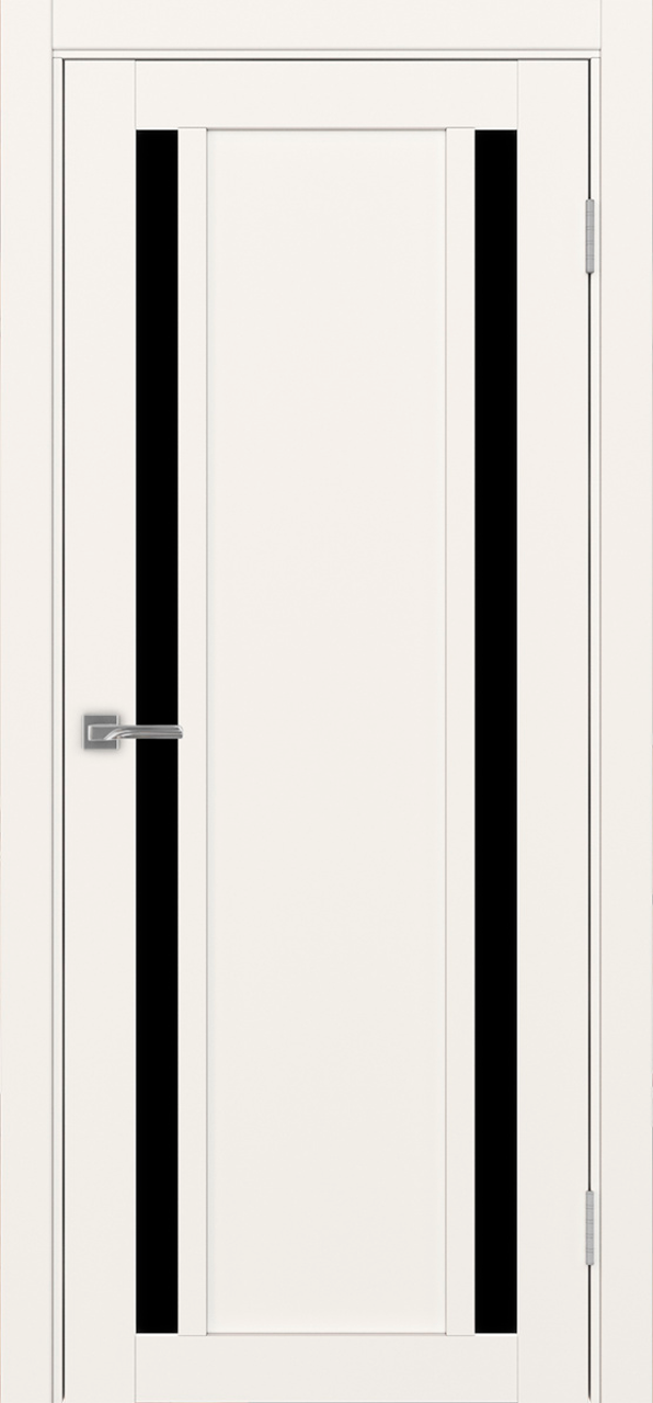 Дверь межкомнатная Оптима Порте Турин 522.212, цвет бежевый, экошпон, стекло лакобель черное