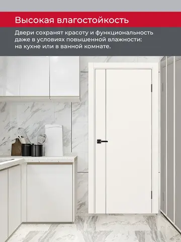 Дверь межкомнатная ХЬЮГОДОРС Харви 04 молдинг серебро (черная кромка пвх с 4х сторон, врезка под замок), цвет слоновая кость, экошпон, глухая (гарантия - 5 лет) #8