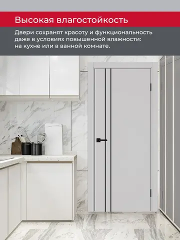 Дверь межкомнатная ХЬЮГОДОРС Харви 05 молдинг черный (кромка пвх в цвет полотна с 4х сторон, врезка под замок), цвет элегантный серый, экошпон, глухая (гарантия - 5 лет) #8