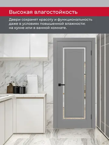 Дверь межкомнатная ХЬЮГОДОРС Генри НЬЮ 01сx210, цвет благородный серый, экошпон, зеркало (гарантия - 5 лет) #8