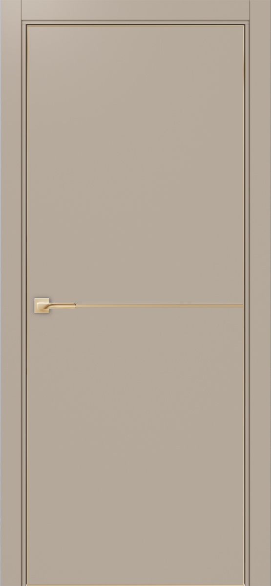 Дверь межкомнатная Оптима Порте Неаполь 202 молдинг золото (кромка алюминиевая золото с 4х сторон с врезкой под замок Морелли М1895 (М1885)), цвет мокко, экошпон, глухая