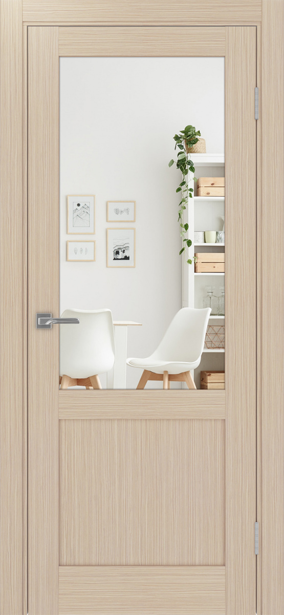 Дверь межкомнатная Оптима Порте Турин 502.21 (зеркало двухстороннее), цвет беленый дуб, экошпон, зеркало