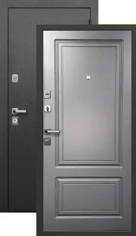 Теплая дверь входная Феррони Толстяк, 2 замка, 1,2 мм металл, (черный букле+графит ясень эмаль)