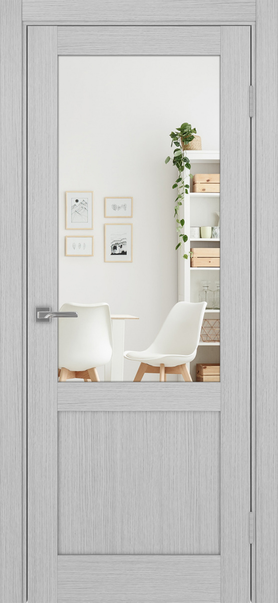 Дверь межкомнатная Оптима Порте Турин 502.21 (зеркало двухстороннее), цвет серый дуб, экошпон, зеркало