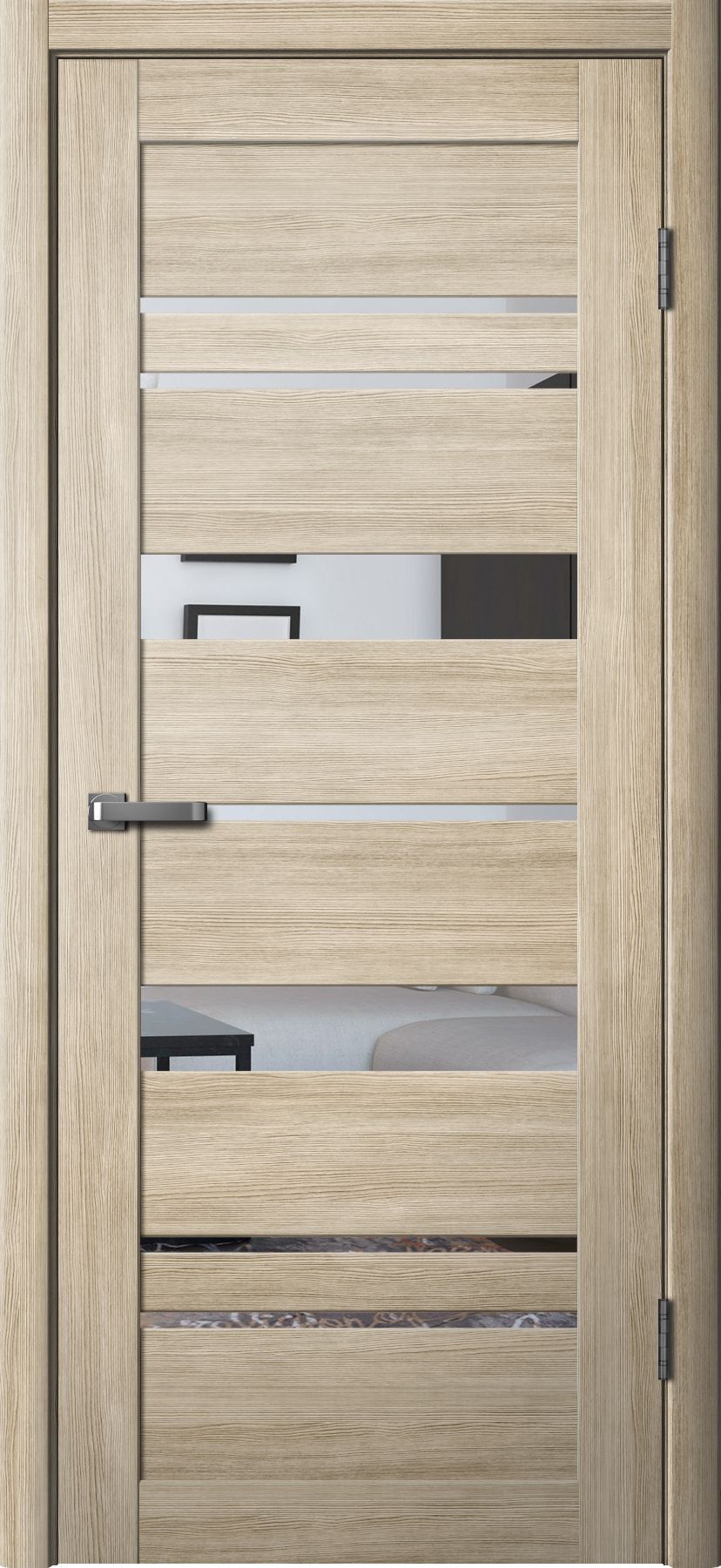 Дверь межкомнатная Ла Стелла 283, цвет латте ясень, экошпон, зеркало