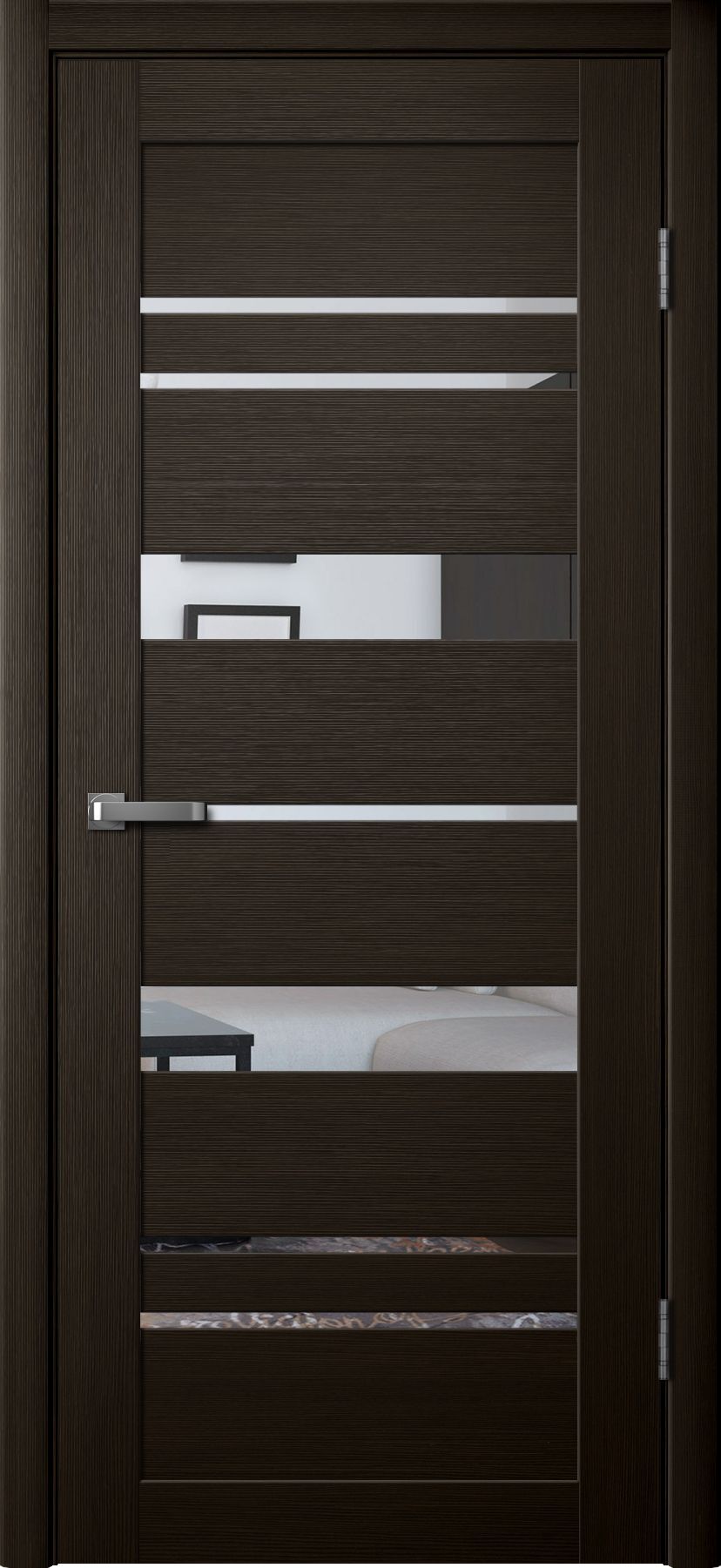 Дверь межкомнатная Ла Стелла 283, цвет мокко дуб, экошпон, зеркало