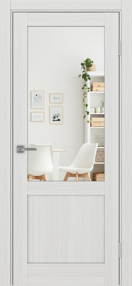 Дверь межкомнатная Оптима Порте Турин 502.21 (зеркало двухстороннее), цвет серебристый ясень, экошпон, зеркало