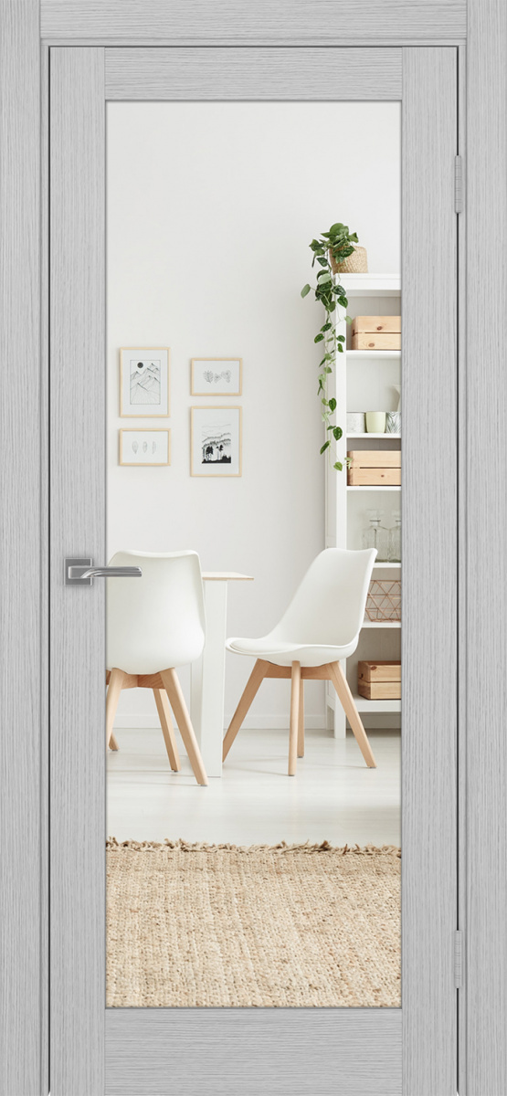 Дверь межкомнатная Оптима Порте Турин 501.2 (зеркало двухстороннее), цвет серый дуб, экошпон, зеркало