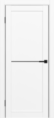 Дверь межкомнатная ХЬЮГОДОРС Дуглас 02x110пп молдинг черный (черная алюминиевая кромка с 2х сторон), цвет элегантный белый, экошпон, глухая (гарантия - 5 лет)