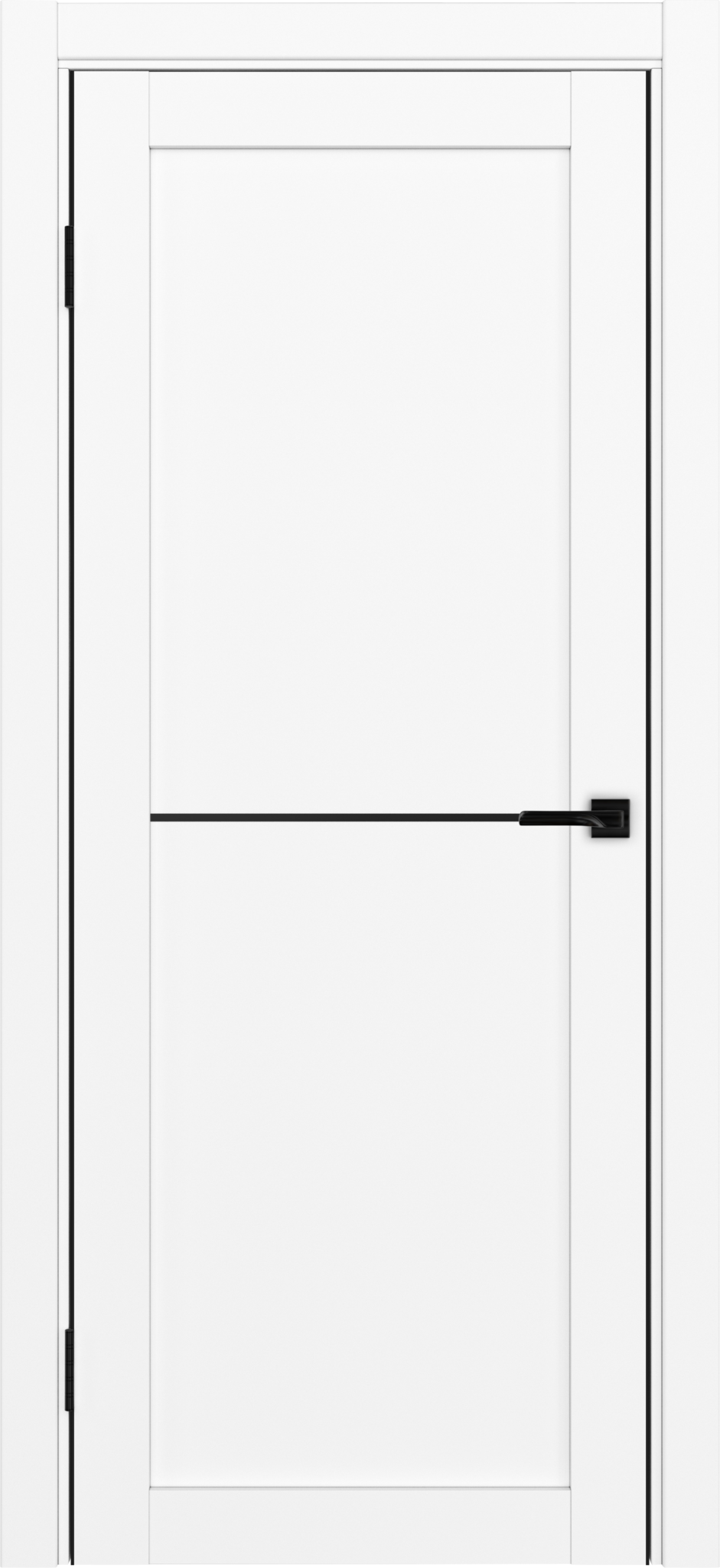 Дверь межкомнатная ХЬЮГОДОРС Дуглас 02x110пп молдинг черный (черная алюминиевая кромка с 2х сторон), цвет элегантный белый, экошпон, глухая (гарантия - 5 лет)