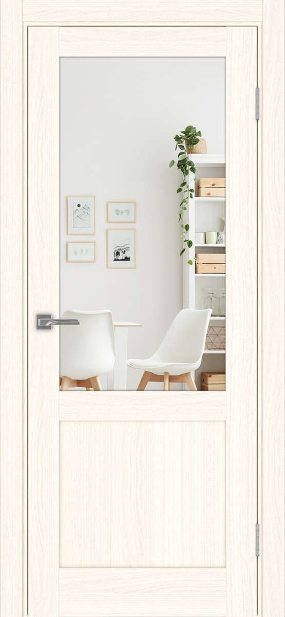 Дверь межкомнатная Оптима Порте Турин 502.21 (зеркало двухстороннее), цвет светлый ясень, экошпон, зеркало