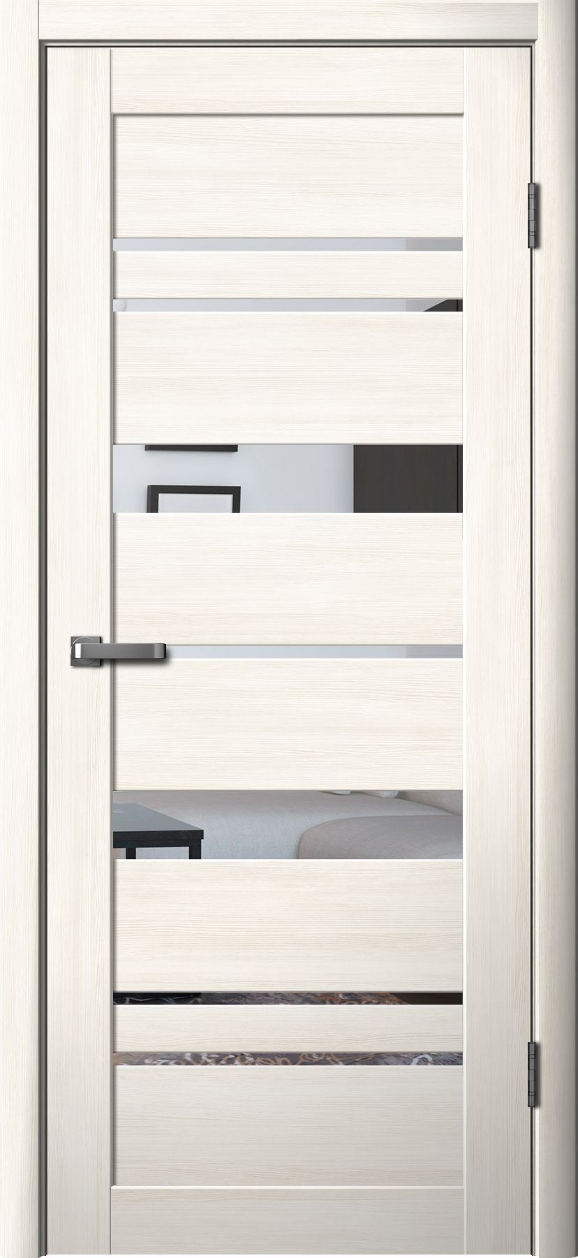 Дверь межкомнатная Ла Стелла 283, цвет снежный ясень, экошпон, зеркало