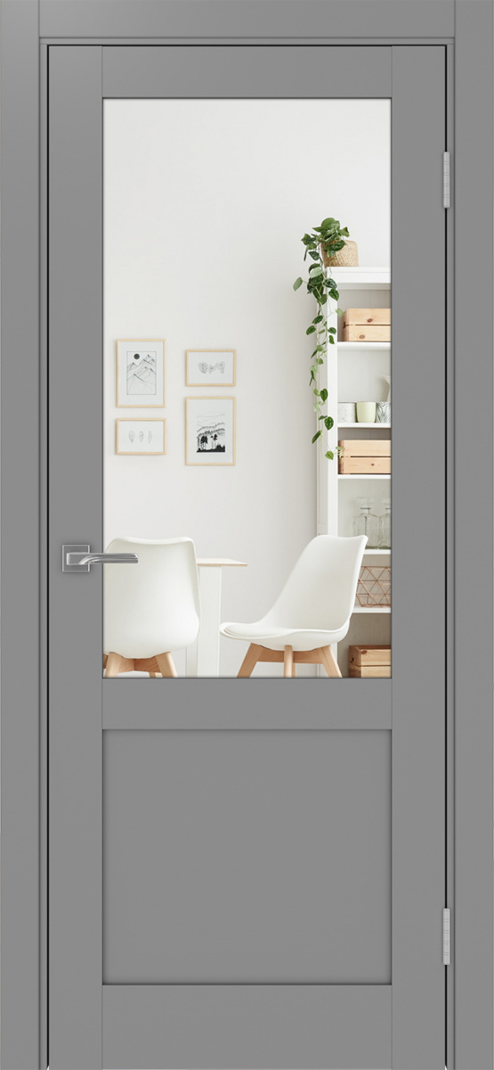 Дверь межкомнатная Оптима Порте Турин 502.21 (зеркало двухстороннее), цвет серый, экошпон, зеркало