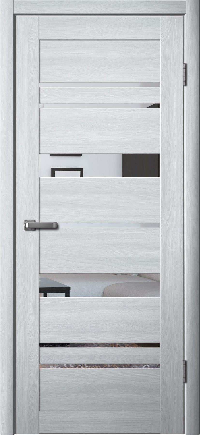 Дверь межкомнатная Ла Стелла 283, цвет пепельный ясень, экошпон, зеркало