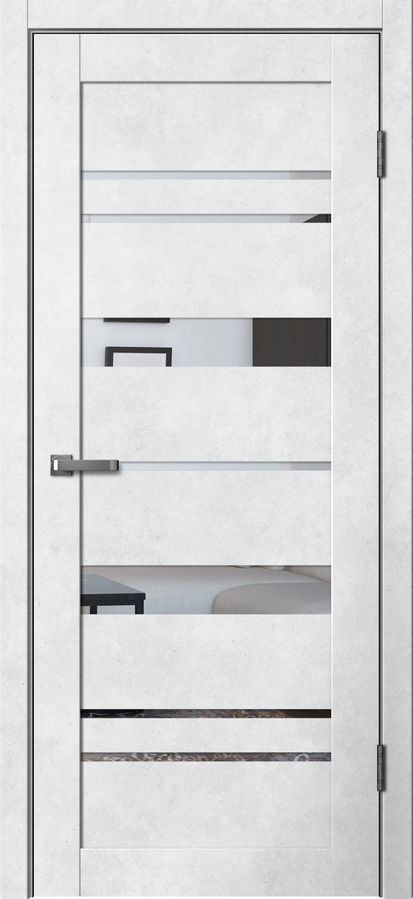 Дверь межкомнатная Ла Стелла 283, цвет светлый бетон, экошпон, зеркало