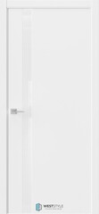 Дверь межкомнатная ВестСтайл Модерно Экзотика 10Е АБС Кромка белая с 4х сторон, цвет эмлэер белый сиви, экошпон, стекло лакобель белое