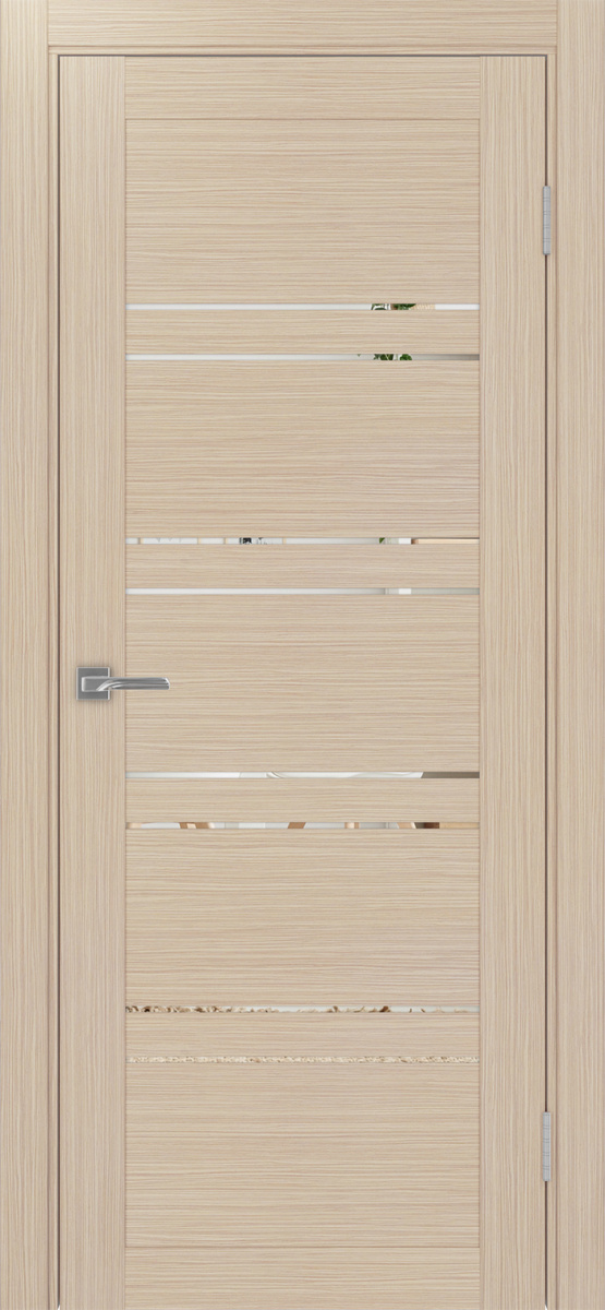 Дверь межкомнатная Оптима Порте Турин 560.12, цвет беленый дуб, экошпон, зеркало