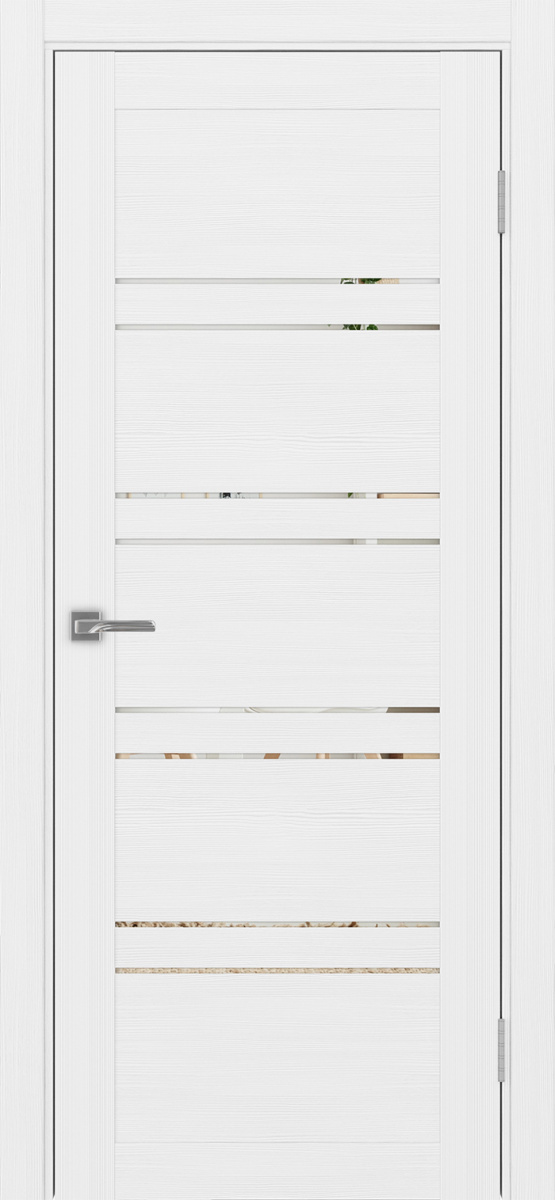 Дверь межкомнатная Оптима Порте Турин 560.12, цвет белый лед, экошпон, зеркало