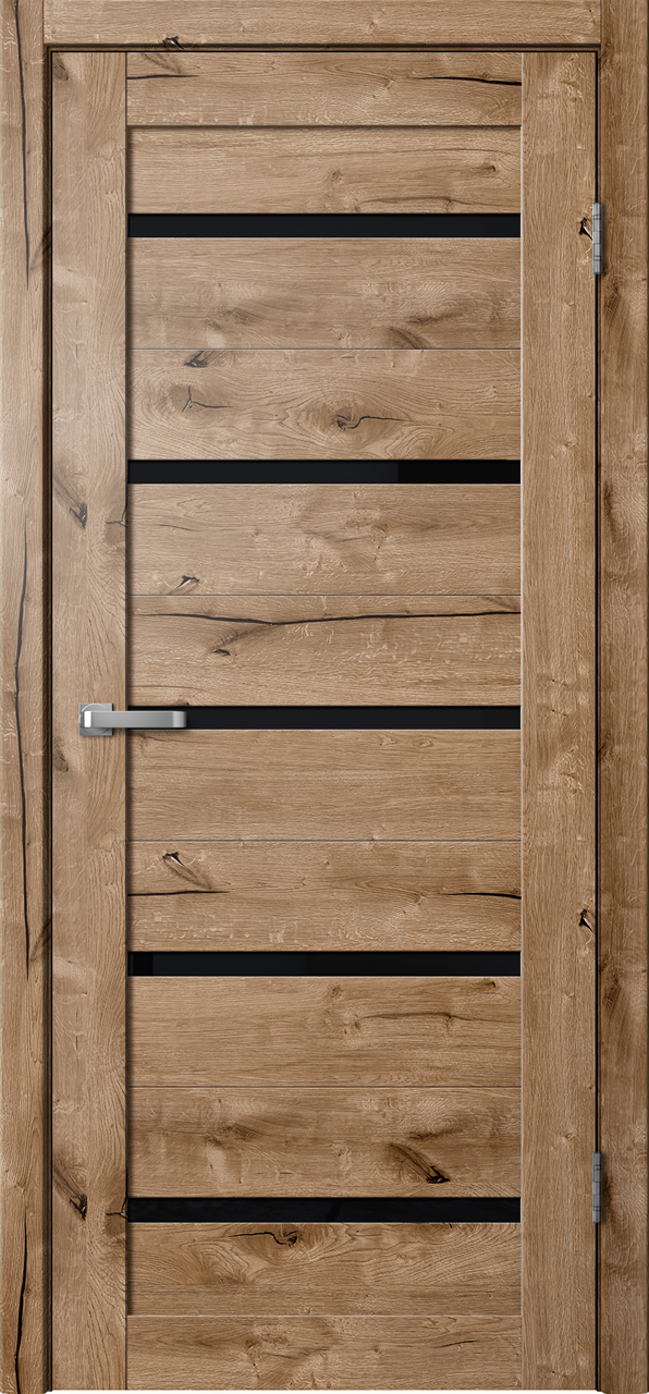 Дверь межкомнатная Ла Стелла 206, цвет пацифик дуб, экошпон, стекло черное