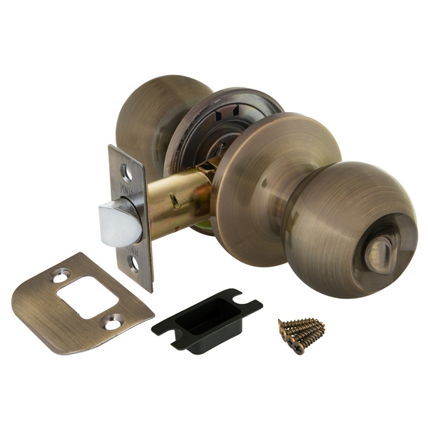 Ручка-защелка шар с фиксатором Фуаро DK672 AB-BK (6072 AB-B), цвет бронза (гарантия - 6 месяцев)