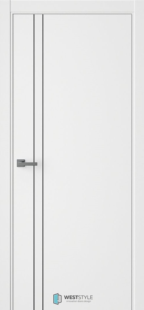Дверь межкомнатная ВестСтайл Лайнинг-2 (кромка АБС белая с 4х сторон), цвет эмлэер белый, экошпон, глухая