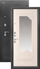Теплая дверь входная Берлога Тринити Ольга зеркало, 2 замка, 1,7 мм металл, (серебро антик+светлый ларче)