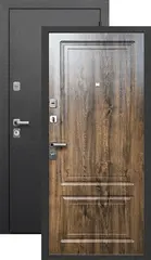 Теплая дверь входная Феррони Толстяк, 2 замка, 1,2 мм металл, (черный букле+орех грецкий)