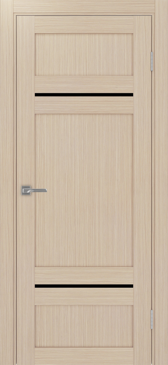 Дверь межкомнатная Оптима Порте Турин 532.12121, цвет беленый дуб, экошпон, стекло лакобель черное