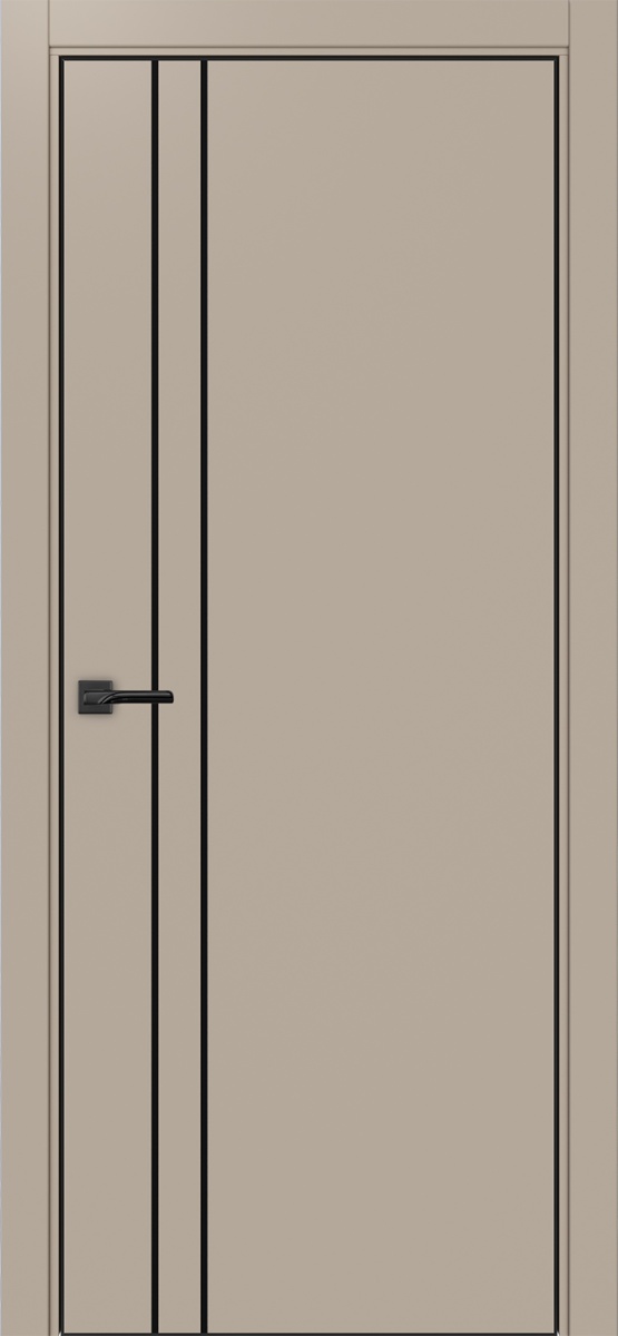 Дверь межкомнатная Оптима Порте Неаполь 205 молдинг SB (кромка ПВХ черная с 4х сторон с врезкой под замок Морелли М1895 (М1885)), цвет мокко, экошпон, глухая