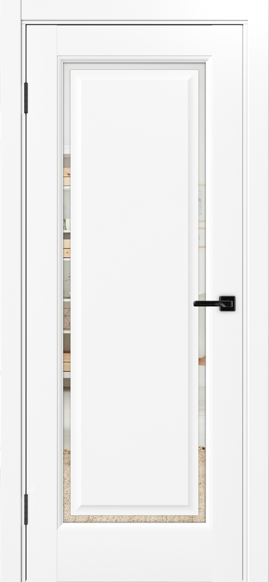 Дверь межкомнатная ХЬЮГОДОРС Генри НЬЮ 01сx210, цвет элегантный белый, экошпон, зеркало (гарантия - 5 лет)