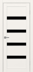 Дверь межкомнатная Оптима Порте Турин 505.12 АПС молдинг SC, цвет бежевый, экошпон, стекло лакобель черное