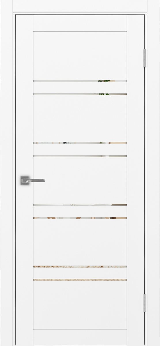 Дверь межкомнатная Оптима Порте Турин 560.12, цвет белый снежный, экошпон, зеркало