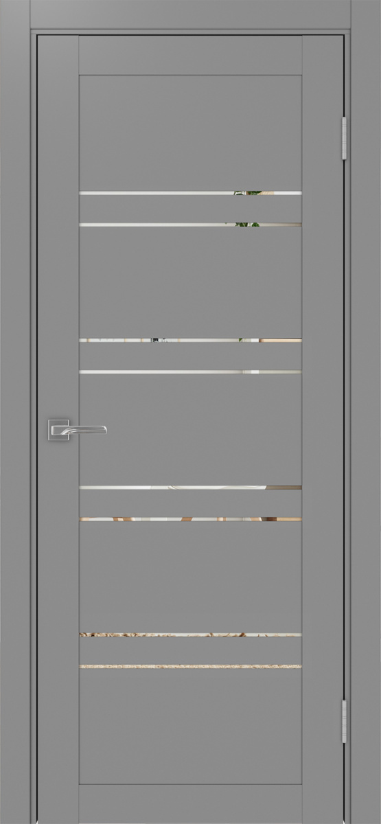 Дверь межкомнатная Оптима Порте Турин 560.12, цвет серый, экошпон, зеркало