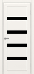 Дверь межкомнатная Оптима Порте Турин 505.12, цвет бежевый, экошпон, стекло лакобель черное