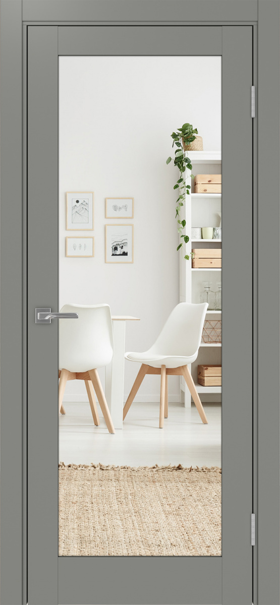 Дверь межкомнатная Оптима Порте Турин 501.2 (зеркало двухстороннее), цвет серый, экошпон, зеркало