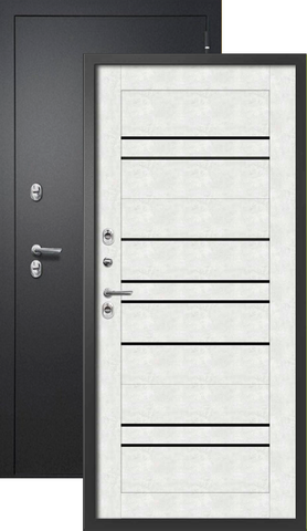 Термодверь входная FLY DOORS Айварс В2 Термо, 2 замка, 1,4 мм металл, (черный букле+бетон снежный)