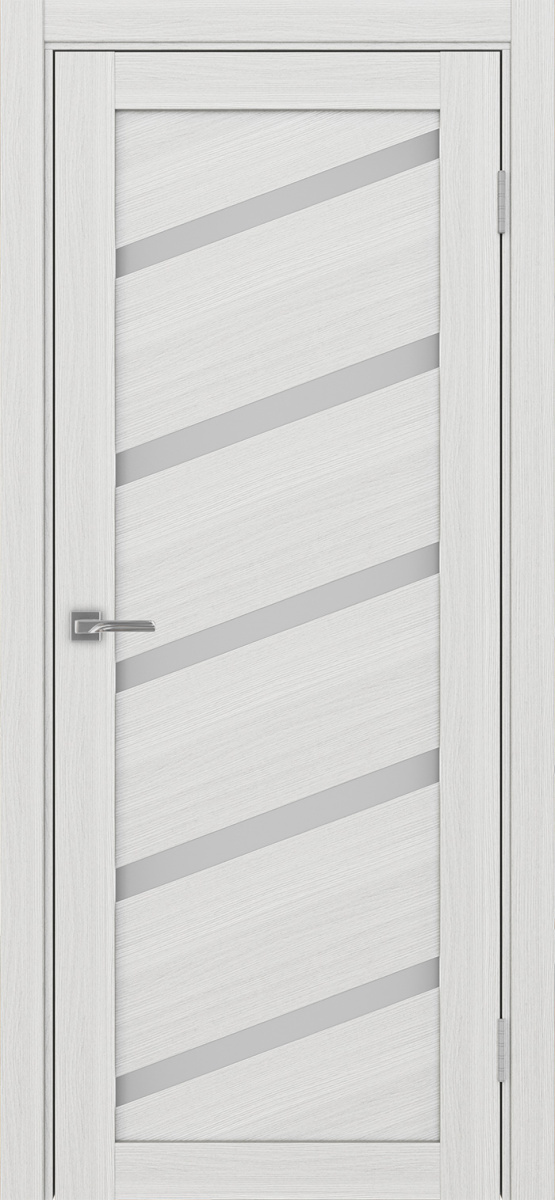 Дверь межкомнатная Оптима Порте Турин 506У.112, цвет серебристый ясень, экошпон, стекло мателюкс