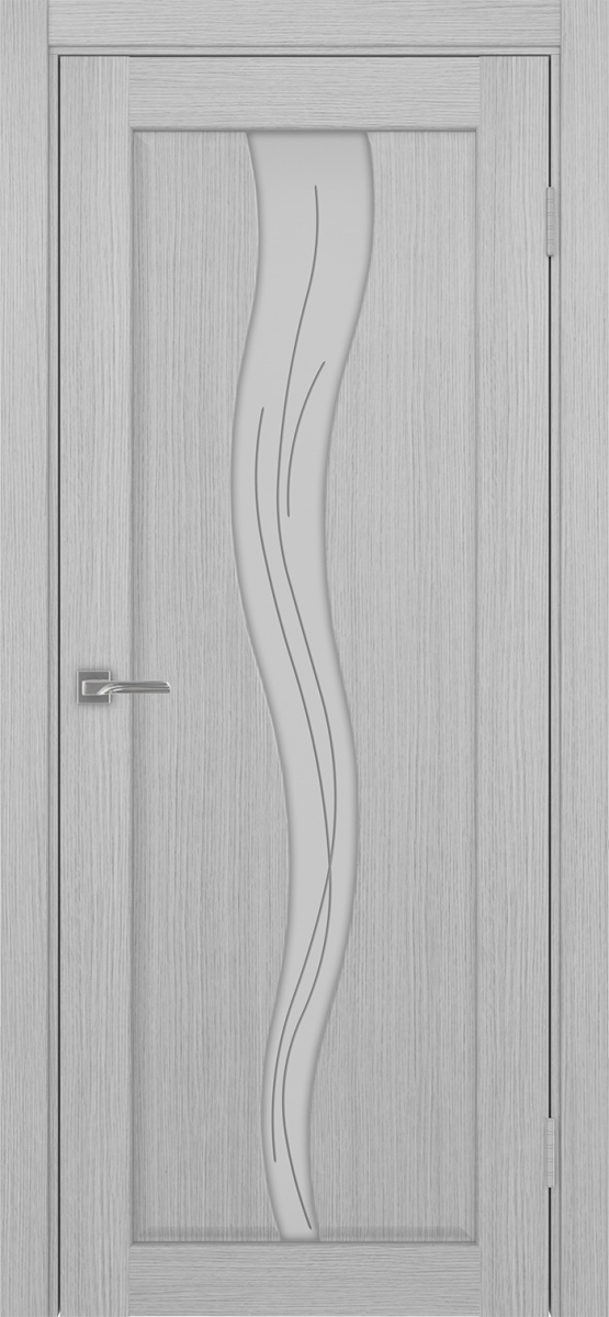Дверь межкомнатная Оптима Порте Сицилия 730.121, цвет серый дуб, экошпон, стекло Линии
